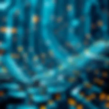 A futuristic graphic showcasing blockchain technology trends