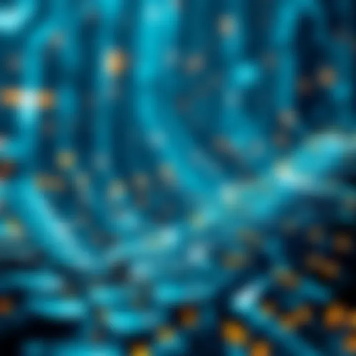 A futuristic graphic showcasing blockchain technology trends