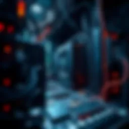 An intricate motherboard with multiple mining rigs connected