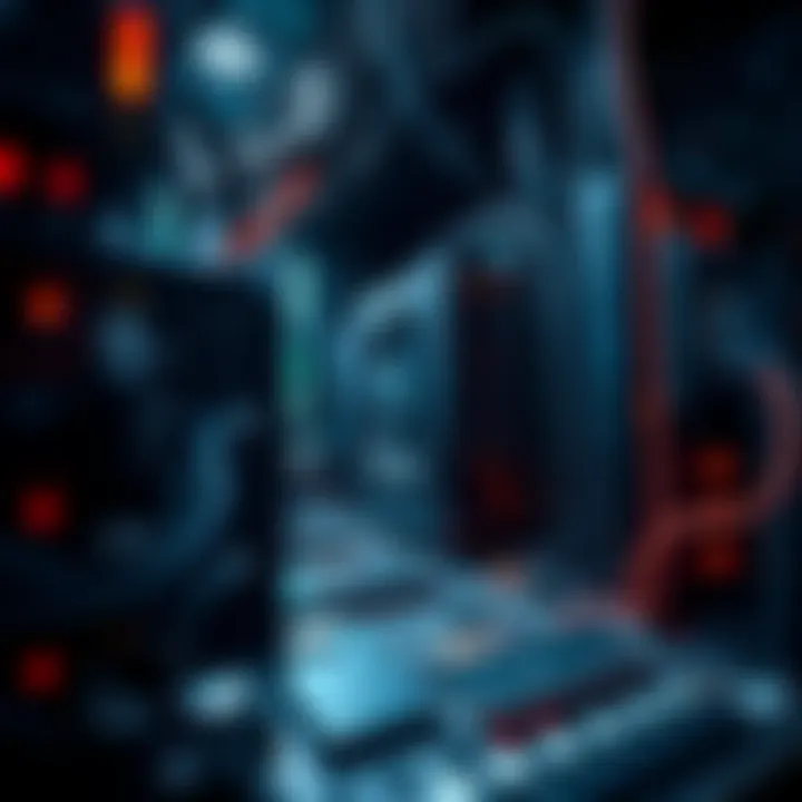 An intricate motherboard with multiple mining rigs connected