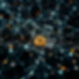 The Intricate Web of Cryptocurrencies An abstract representation of cryptocurrency networks and nodes