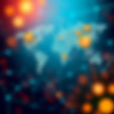 A global map highlighting the impact of digital currencies on international finance