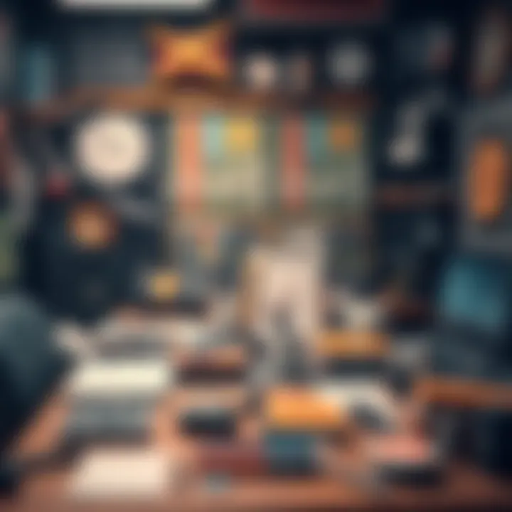 Character Design Workspace A creative workspace filled with tools for character design