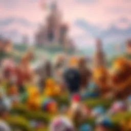 A vibrant digital landscape showcasing diverse NFT characters