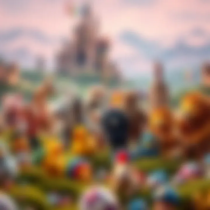 Diverse NFT Character Showcase A vibrant digital landscape showcasing diverse NFT characters