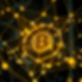 A conceptual representation of blockchain technology interconnecting various sectors.