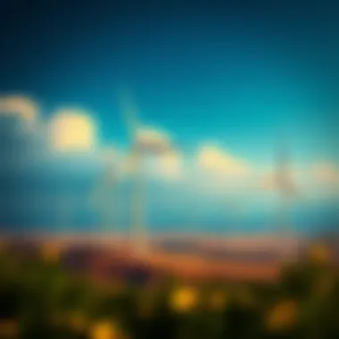 Renewable Energy and Carbon Trading An illustration of a wind farm representing renewable energy