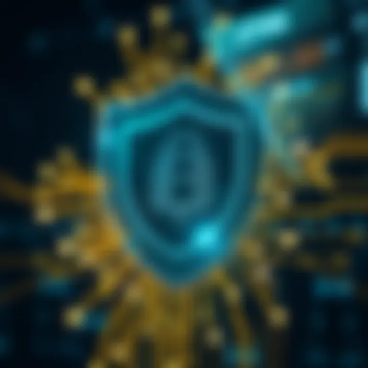 Security features of digital wallets depicted through a shield symbol