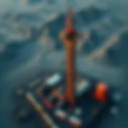 Aerial view of a helium mining site showcasing advanced drilling technologies.