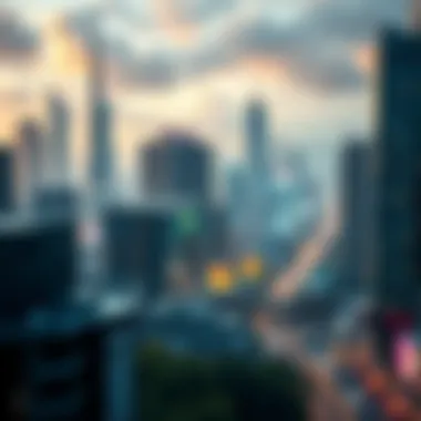 Futuristic Cityscape of Digital Assets A futuristic cityscape showcasing digital assets in real estate