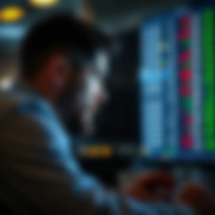 Trader Analyzing Price Data Close-up of a trader analyzing price lists on a computer