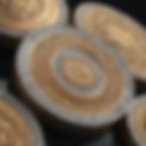 Close-up of vintage Reale coins showcasing intricate designs