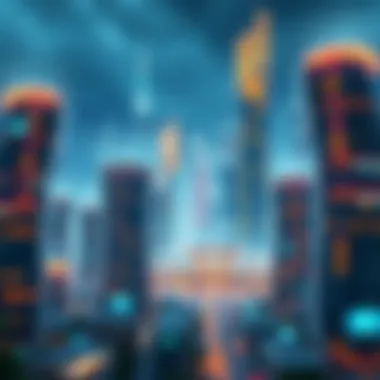 Futuristic Digital City of Cryptocurrencies A futuristic digital city representing cryptocurrency innovation