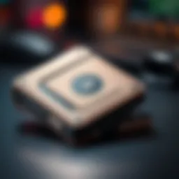 A detailed view of a hardware cryptocurrency wallet showcasing its sleek design