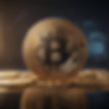 A digital representation of Bitcoin showcasing its blockchain technology