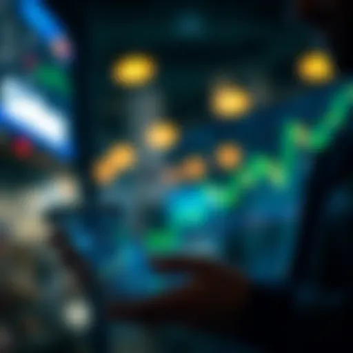 Engaging with Coinbase for Trading User engaging with the Coinbase app for trading