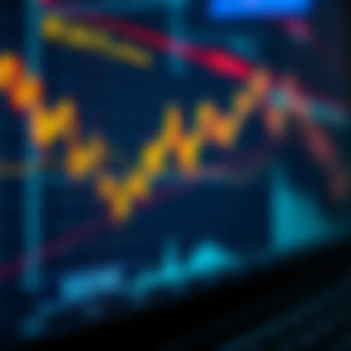 A digital chart depicting cryptocurrency market trends