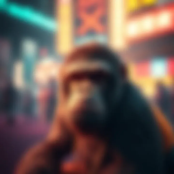 A vibrant digital artwork representing the essence of Ape Gang NFTs