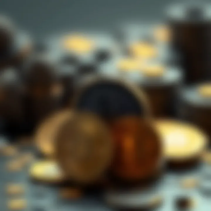 Batman Coins and Cryptocurrency Artistic representation of Batman coins alongside cryptocurrency symbols.