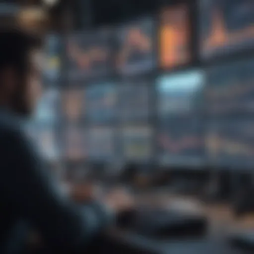 A trader analyzing market trends on multiple screens