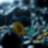 A visually engaging infographic illustrating the mining difficulty levels of various cryptocurrencies