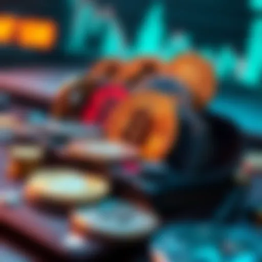 Diverse Virtual Currencies in a Digital Wallet Visual representation of various virtual currencies in a digital wallet