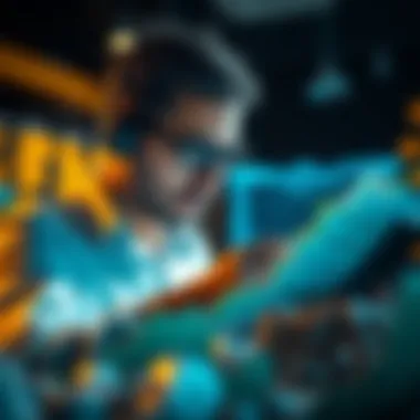 Analyzing Investment Trends Investor examining cryptocurrency trends