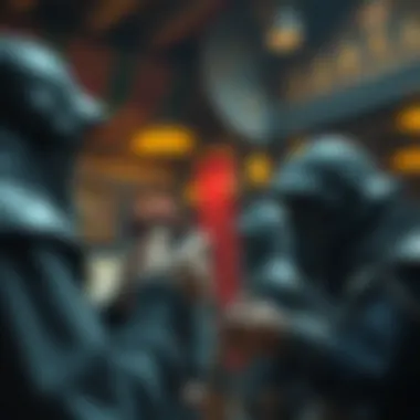 An engaging narrative scene where NFTs influence the storyline in an RPG.