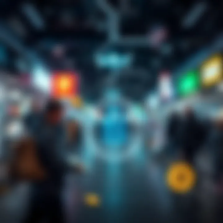 Secure Cryptocurrency Transactions Illustration of secure cryptocurrency transactions between merchants and customers