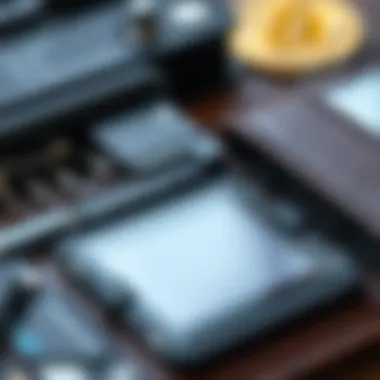 Hardware Wallet Features and Interface A close-up view of a hardware wallet showing its features and interface.