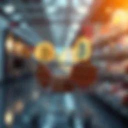 Digital currency symbols integrated into a shopping cart