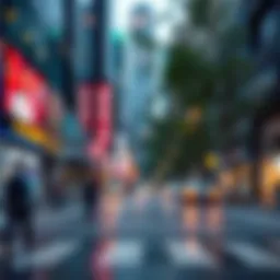 A digital overlay of AR elements on a real-world environment