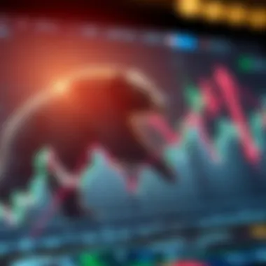 A graph depicting a bear market trend showcasing downward arrows