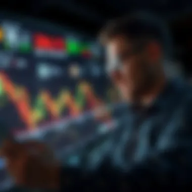 Cryptocurrency Trend Analysis Investor analyzing cryptocurrency trends