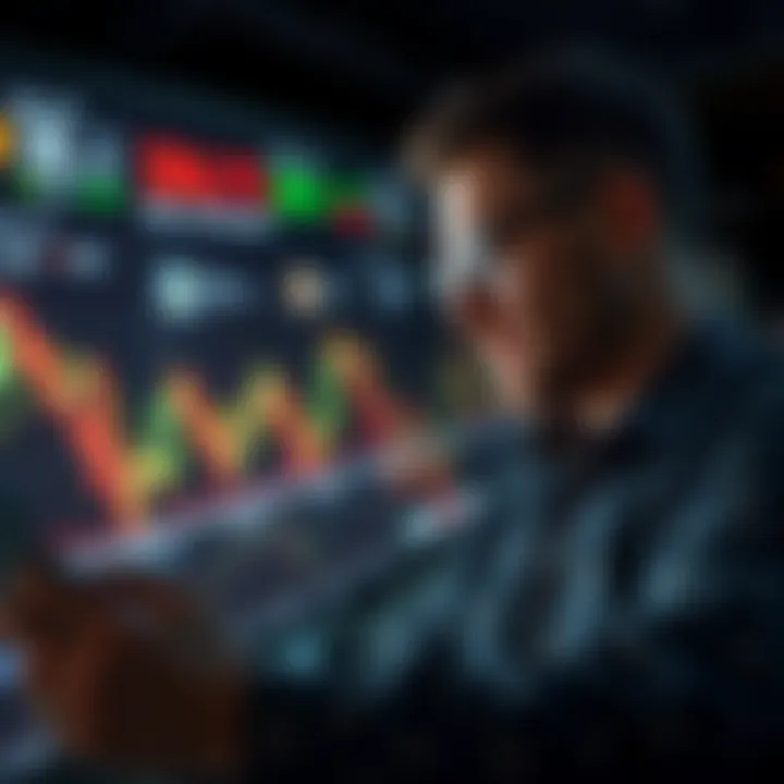 Cryptocurrency Trend Analysis Investor analyzing cryptocurrency trends