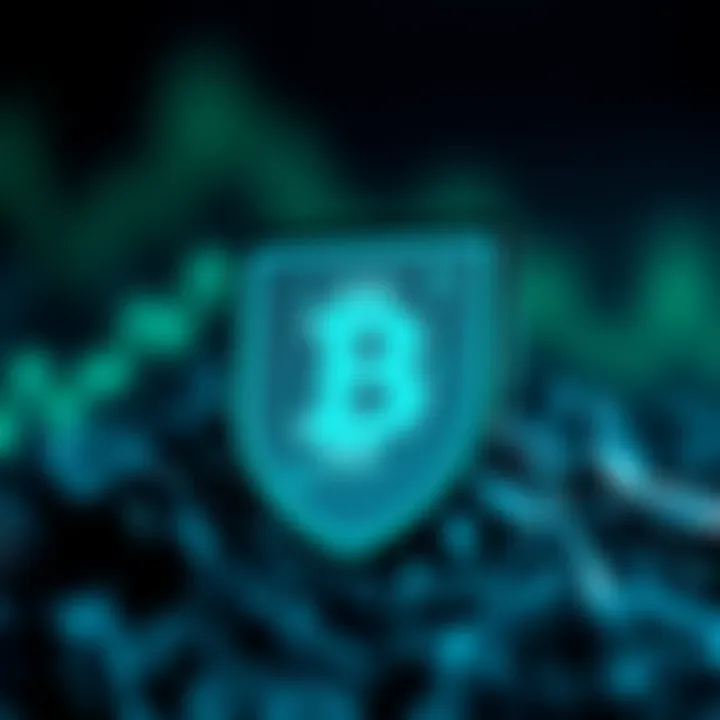 Crypto Assets as a Hedge Against Economic Instability A visual metaphor for crypto assets as a hedge against economic instability, featuring a shield and digital currency symbols