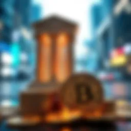 Symbolic representation of the collaboration between traditional banking and cryptocurrency.