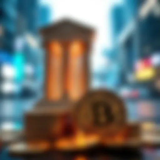 Symbolic representation of the collaboration between traditional banking and cryptocurrency.