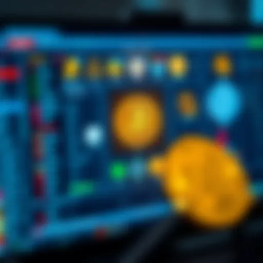 Digital Cryptocurrency Wallets Overview A digital representation of various cryptocurrency wallets on a computer screen.